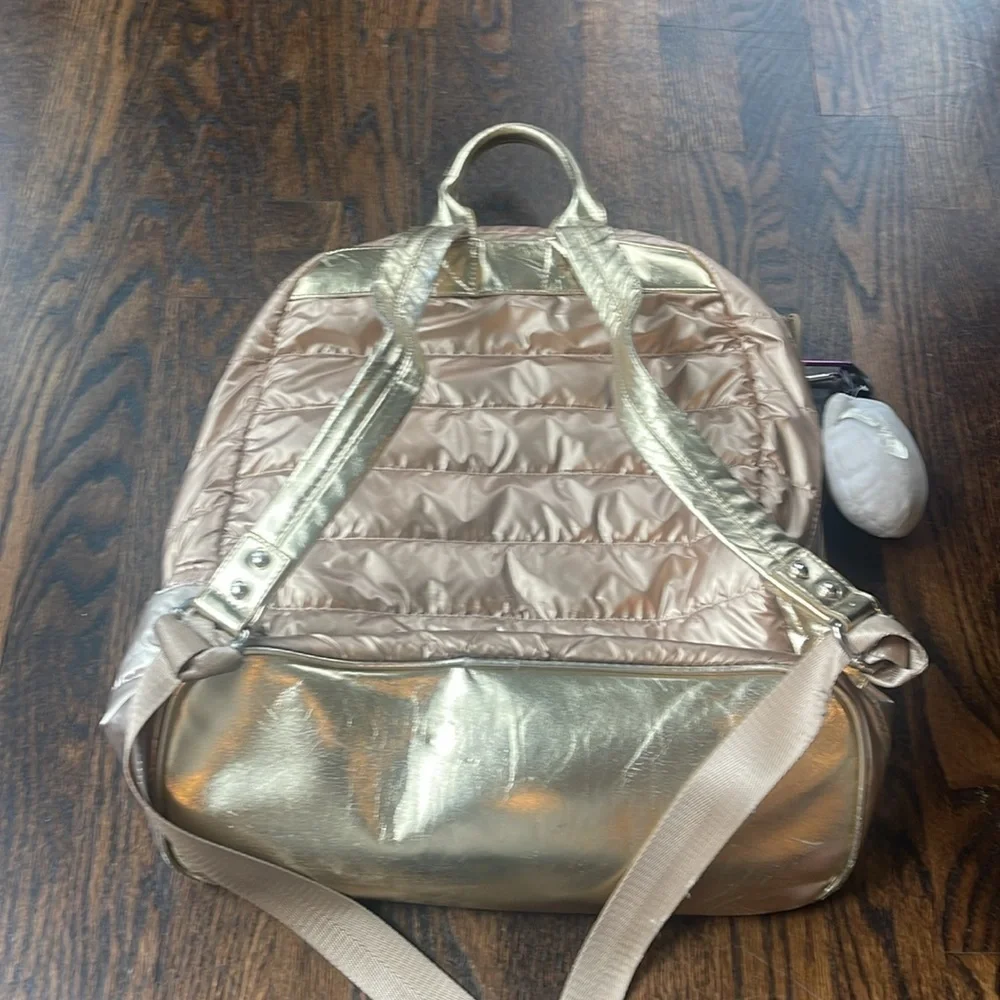 Puffer Backpack- Silver/Rose Gold Back pack. Bari Lynn brand